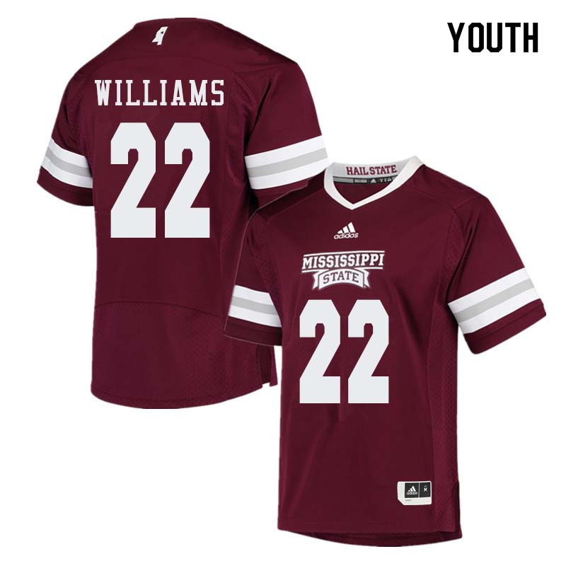 Youth #22 Aeris Williams Mississippi State Bulldogs College Football Jerseys Sale-Maroon
